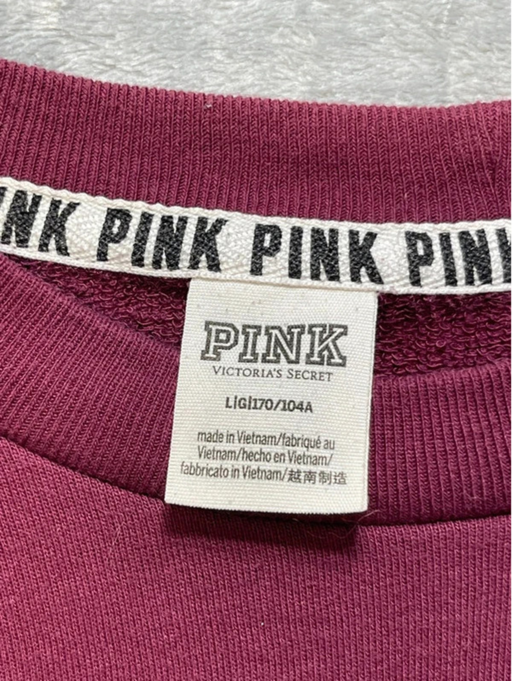 PINK Victoria's Secret Women's Colorblock Snap Sleeve Cropped Sweatshirt Large - Picture 6 of 10